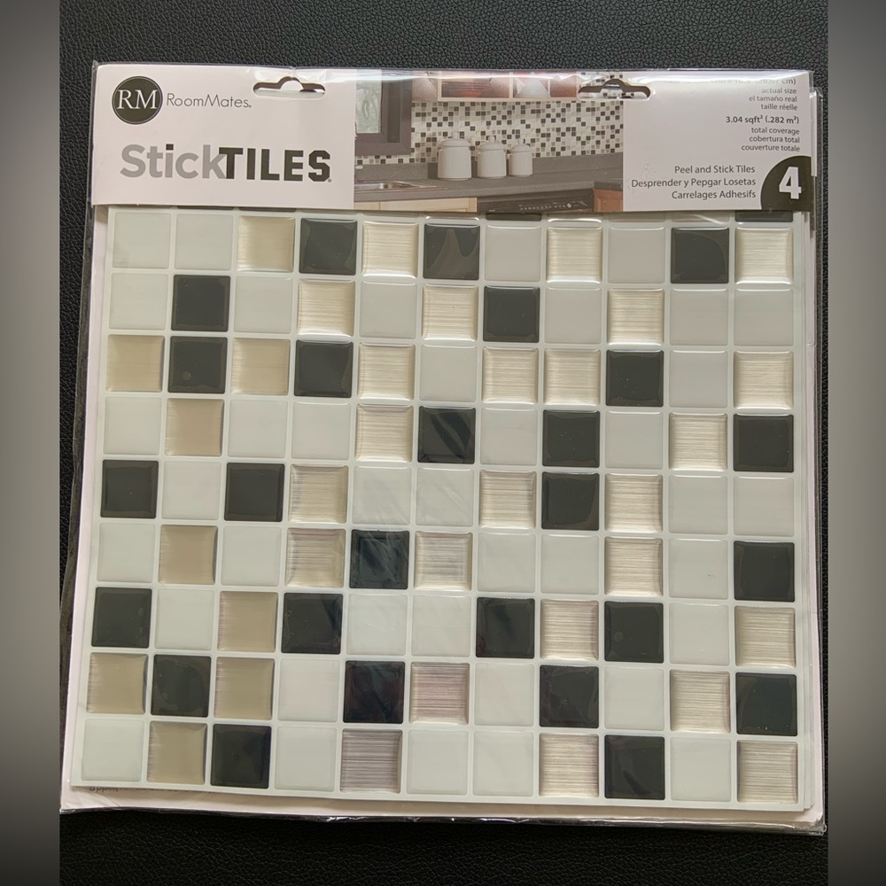 Room Mates Stick Tiles Peel n Stick Vinyl Wall Tiles 7 Sheets